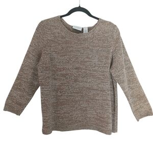 Liz Claiborne Sweater Women's Size M Tan/Gold/Brown Vintage Boxy 80s/90s Classic